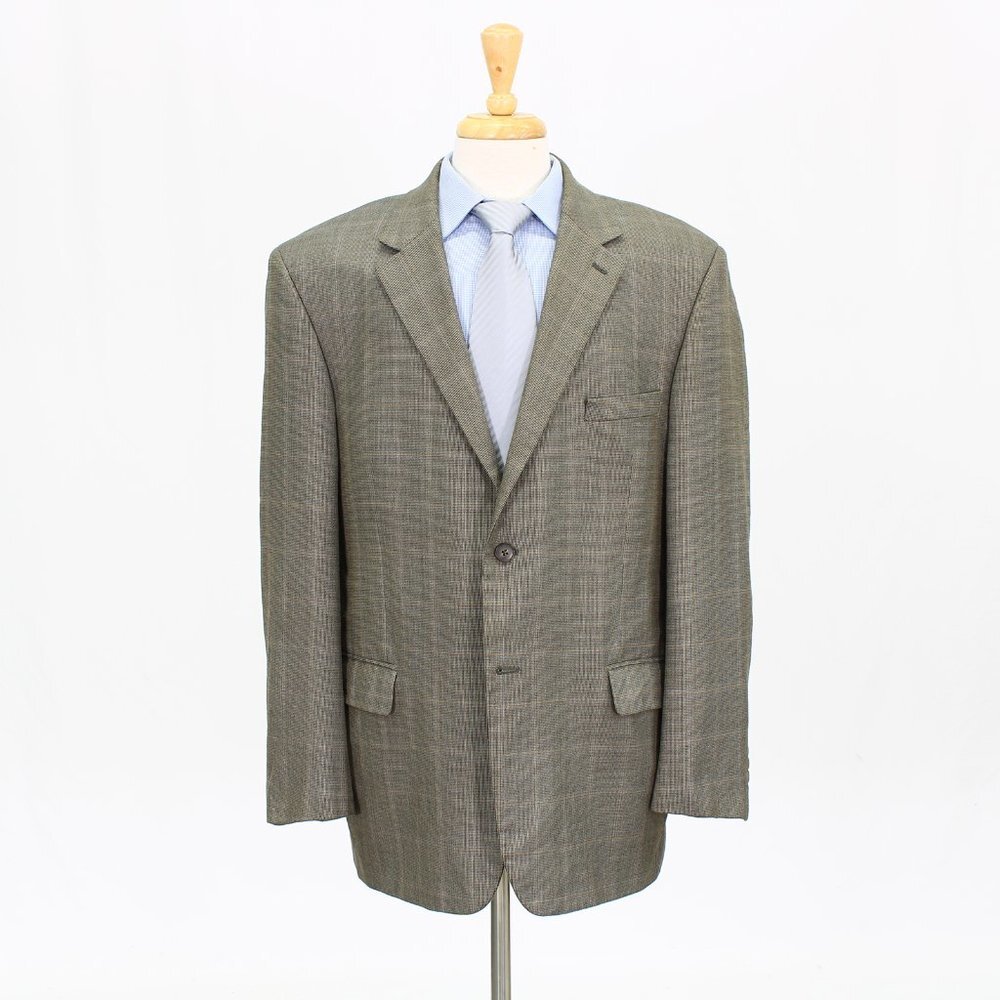 Andrew Fezza 46R Brown Check 2-Button Sport Coat Blazer Jacket G099
